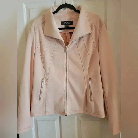 Kenneth Cole Reaction Long Sleeve Blush Cropped Zip Up Jacket Size XXL - Picture 1 of 3